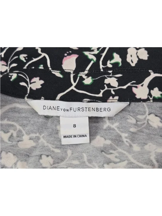 DVF Diane Von Furstenberg Amelianna Wrap Dress Black Multi Print Size 8 Womens - Picture 3 of 12